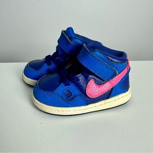 Nike Son of Force Mid Toddler Sneakers Blue Pink Size 5C Hook Loop